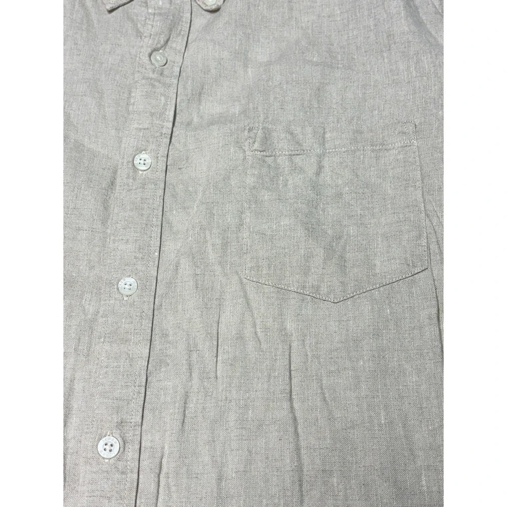 J.Crew Mens XXL Linen Cotton Blend Button Down Shirt Beige AL179 SP25